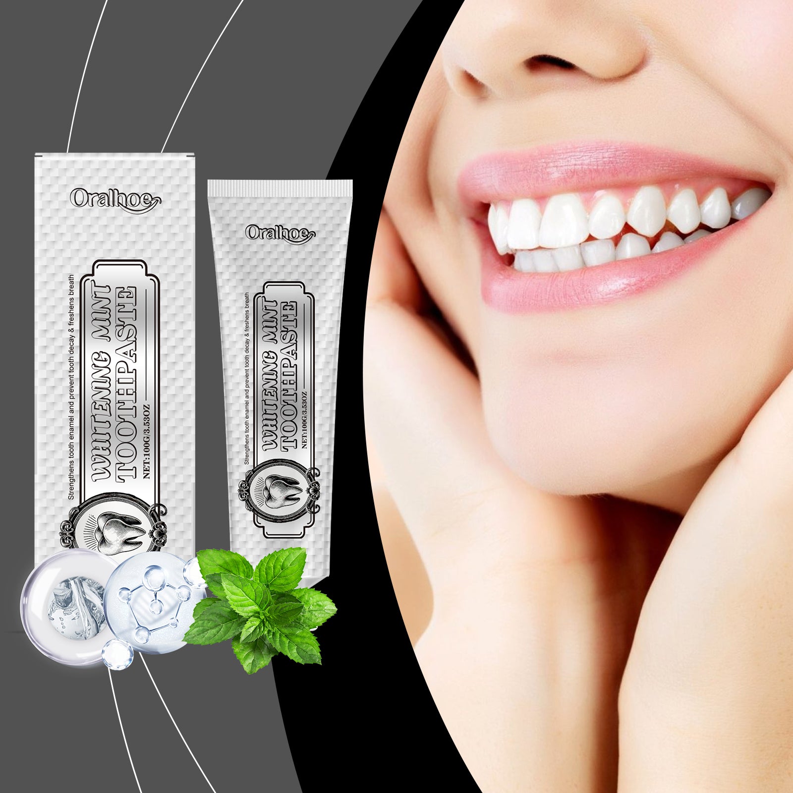 Dentifrice de resh blanc brillant à la menthe F 1 0 0g-box