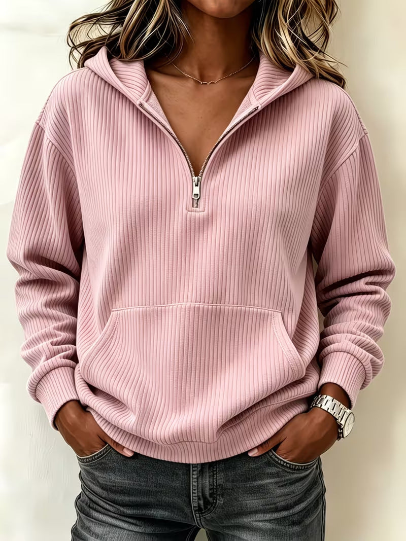 Casual Long Sleeve Half-Zip Hoodie