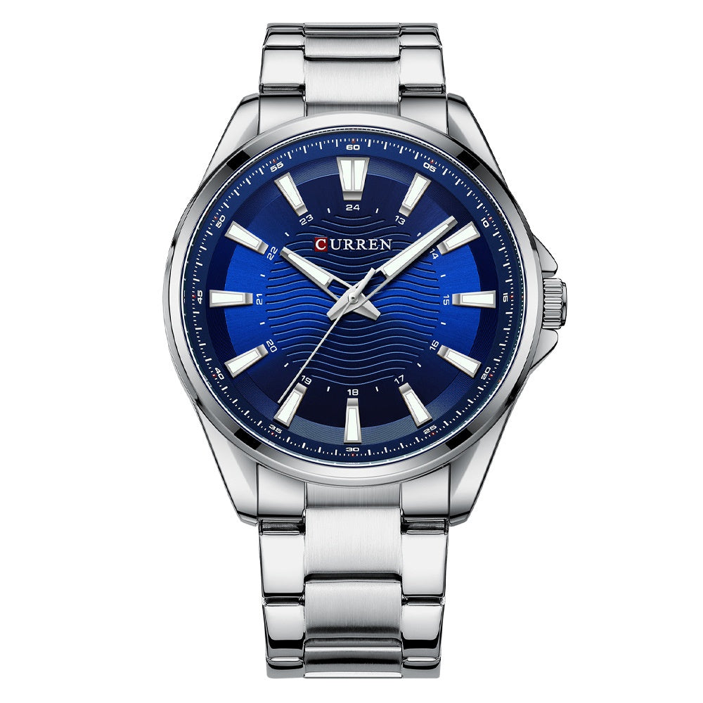 Men's Round Waterproof Simple Steel-Strap Watch