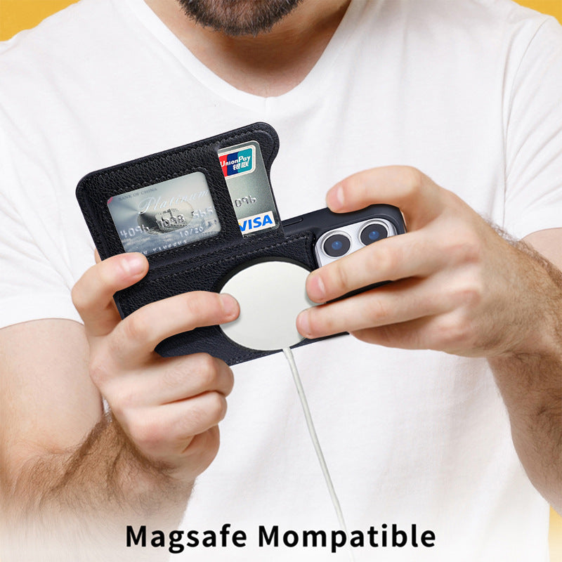 Cas de téléphone en cuir magnétique maison créative