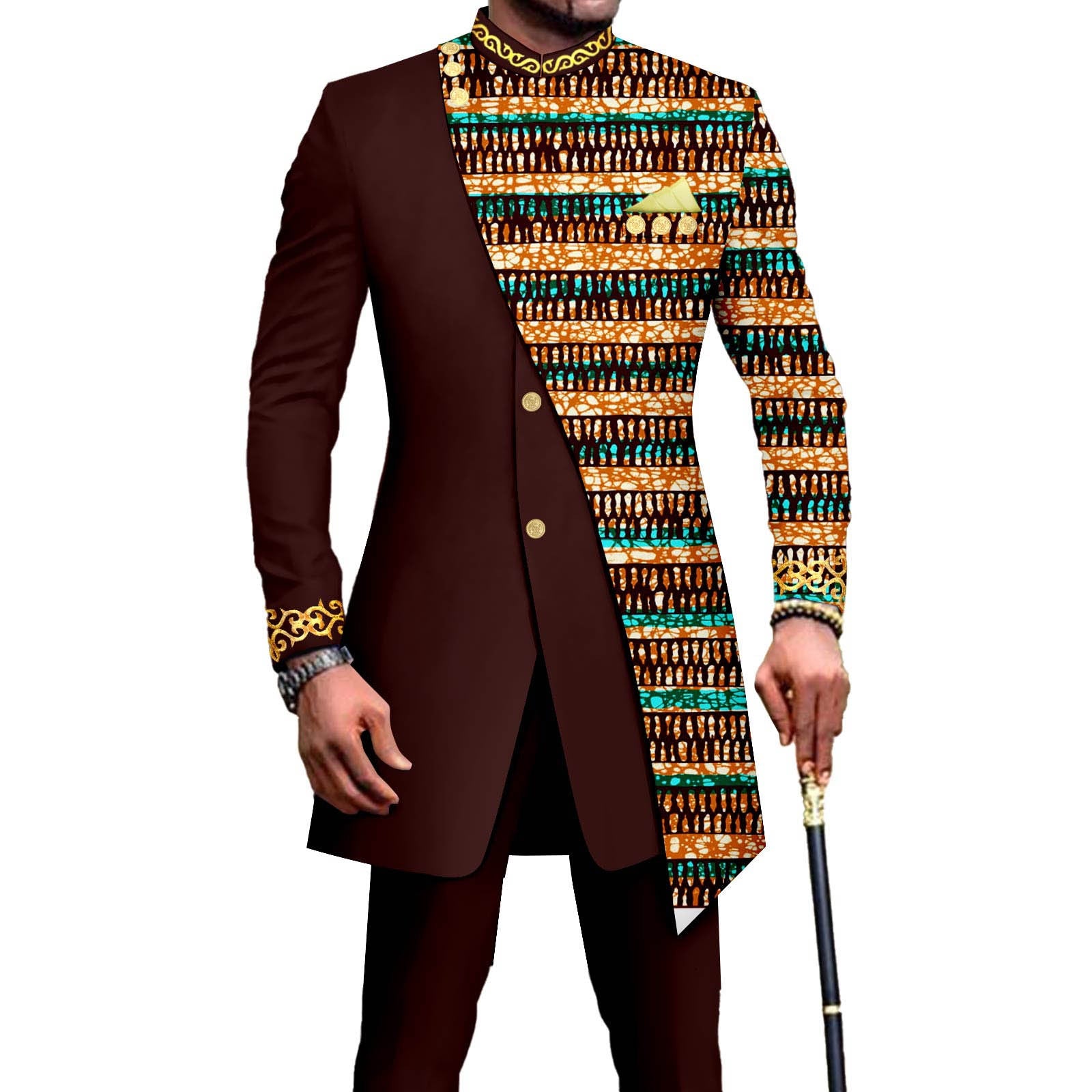 Costume deux pièces pour hommes africains Slim L