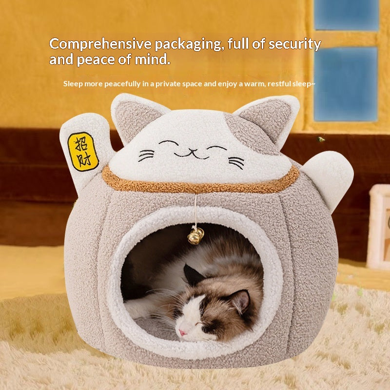 Lit d'animal chaud d'hiver de style fermé chat et chien Kennel