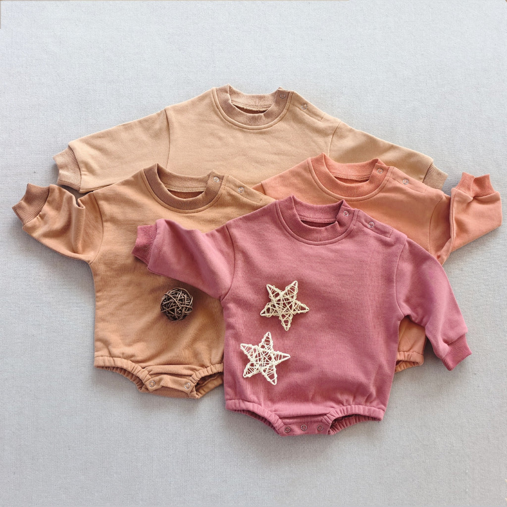 Solid cotton long-sleeved dress