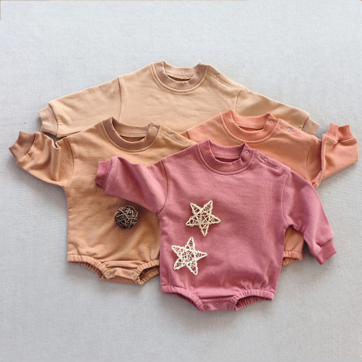 Solid cotton long-sleeved dress