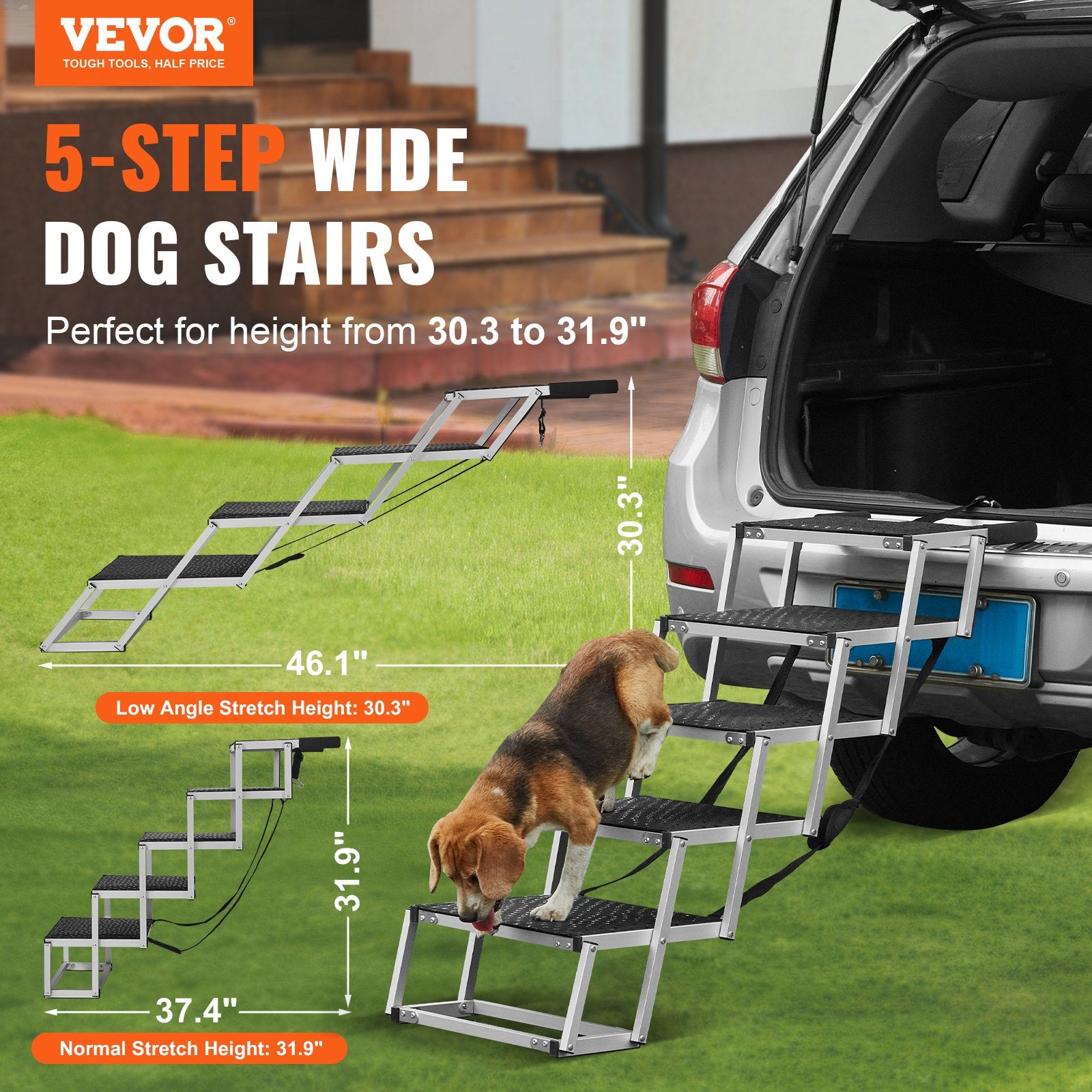 Escalier pour chiens pour voitures Étapes de pliage pour chiens jusqu'à 150 Lbs