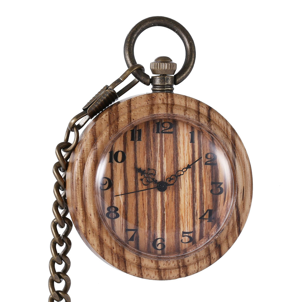 Montre de poche en bois de couleur bleue-verte
