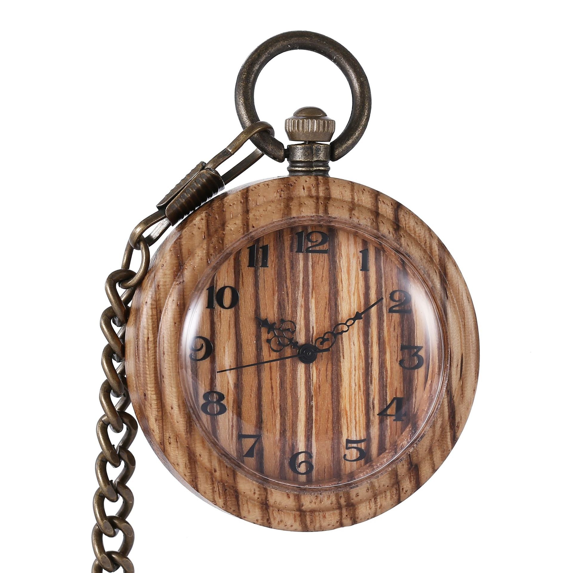 Montre de poche en bois de couleur bleue-verte
