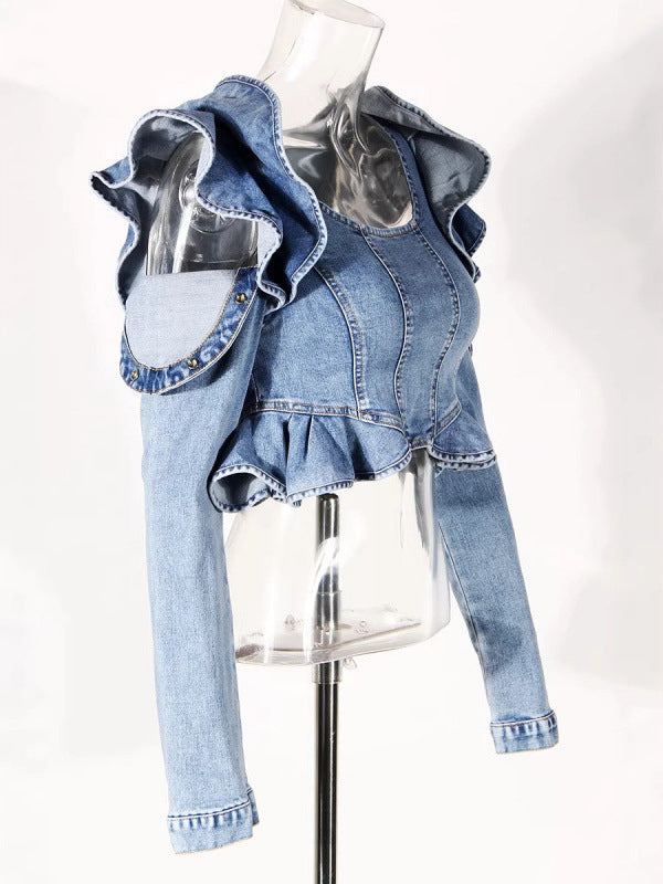 Haut du denim de la récolte de corset à omoplate