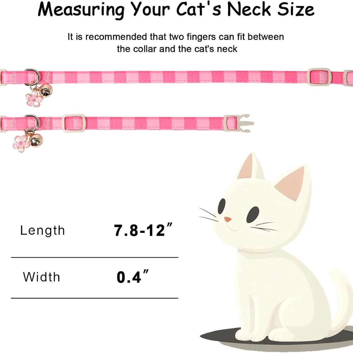 2 Pack Colliers de chat rose Printemps Été Collier de chat avec Bell