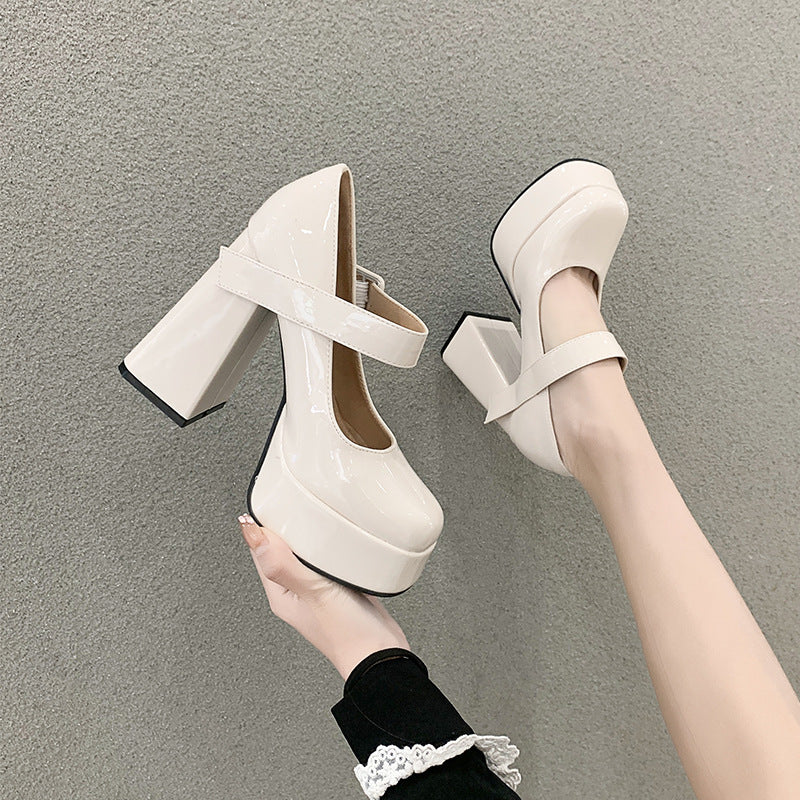 Mary Jane Platform Wedge Chaussures de talons cachés