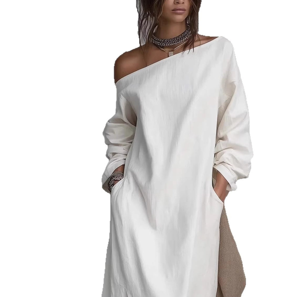 Robe de denim hors-épaule de style européen et américain