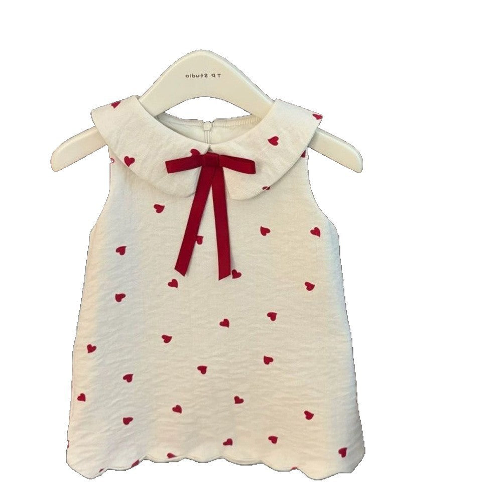Enfants Princesse Robe Bébé Filles Empreinte du coeur Robe Une pièce