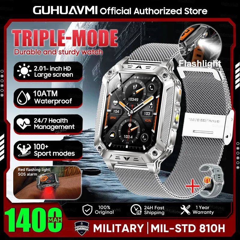 Batterie militaire 1400mAh montre intelligente avec lampe de poche LED