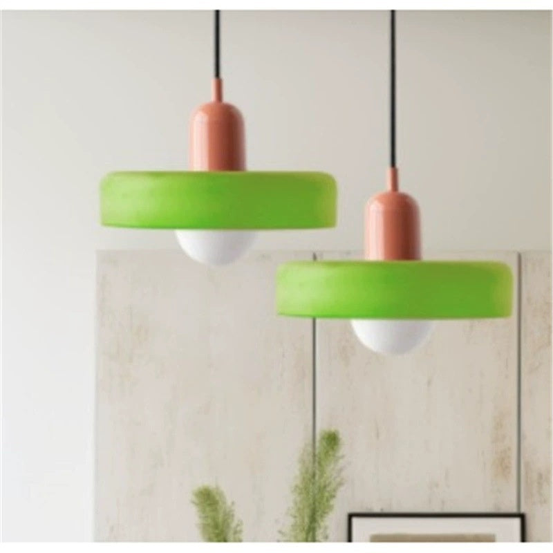 Lampe de lit en verre créatif Vintage vert pendentif lumière
