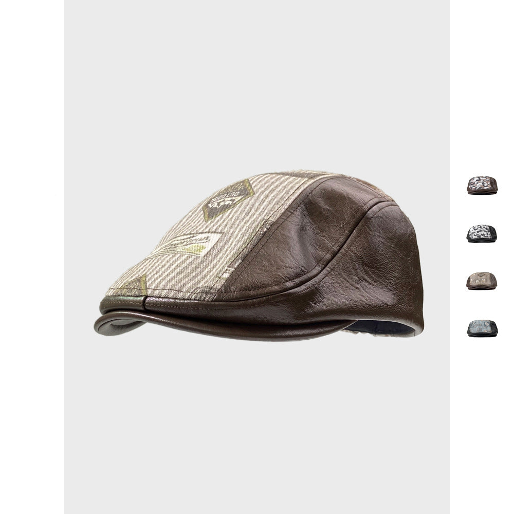 Chapeaux d'avance en cuir PU rétro automne hiver