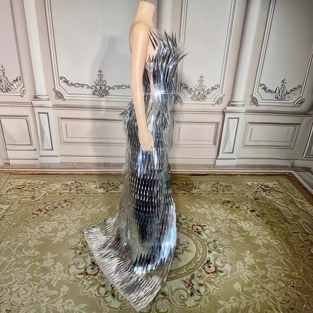 Scène avancée légère robe de soirée de luxe à laqué Design latéral fente Tail Slim Tempérament