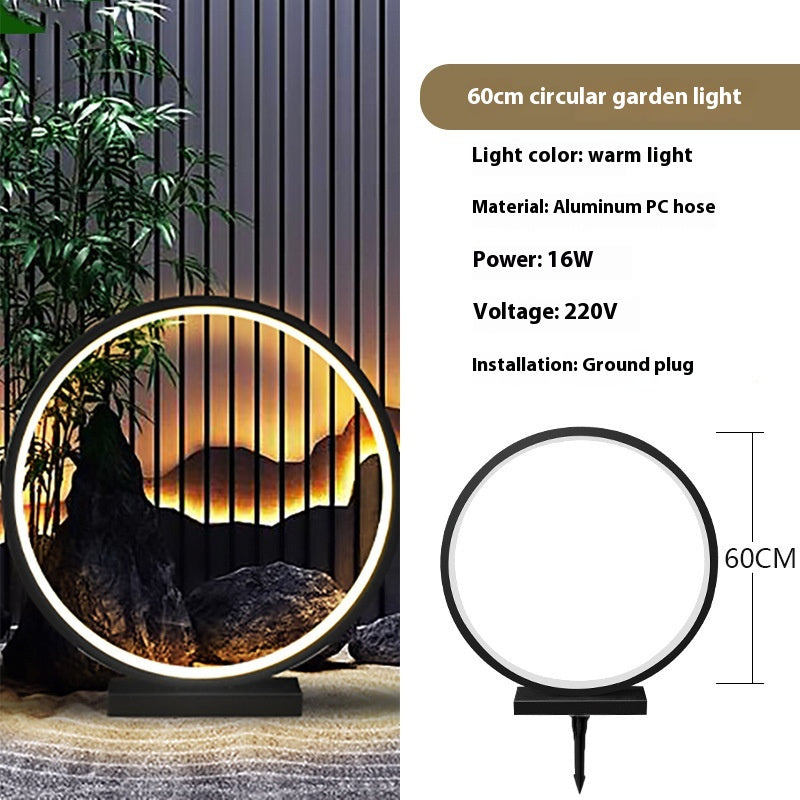 Courtyard pelouse lampe extérieur étanche simple anneau rond lampe de paysage