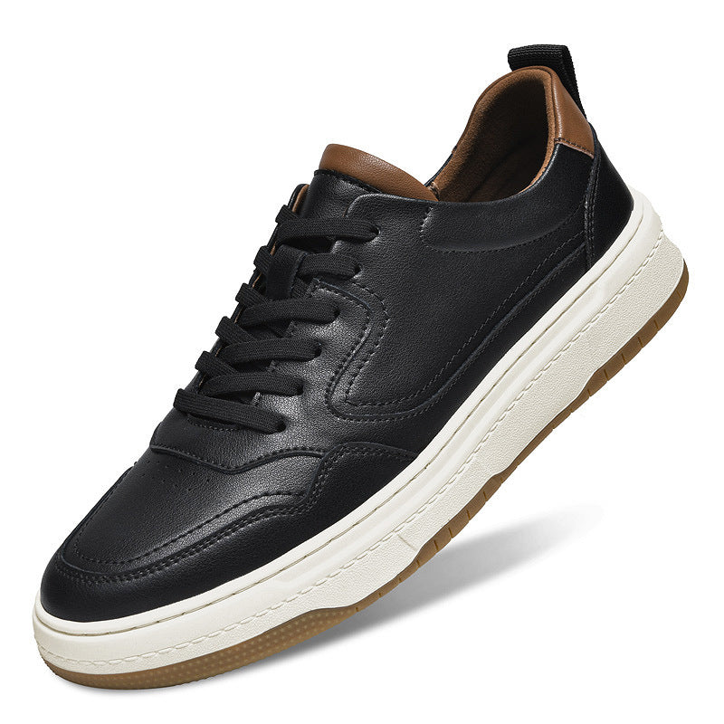 Blanc Homme à deux couches Cowhide Automne Hommes Sneaker Coréen Mode Chaussures Casual