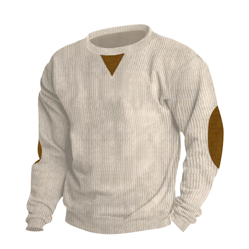 Chandail à manches longues Corduroy Col d'équipage pour hommes