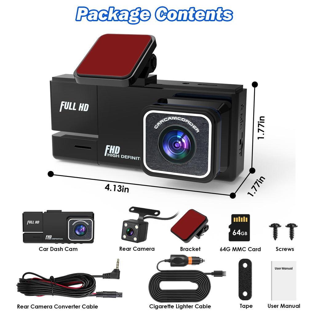 1Pc WiFi FHD 1080P voiture Dash Cam 3 canaux arrière avant caméra de Dash intérieur avec boucle Recordi