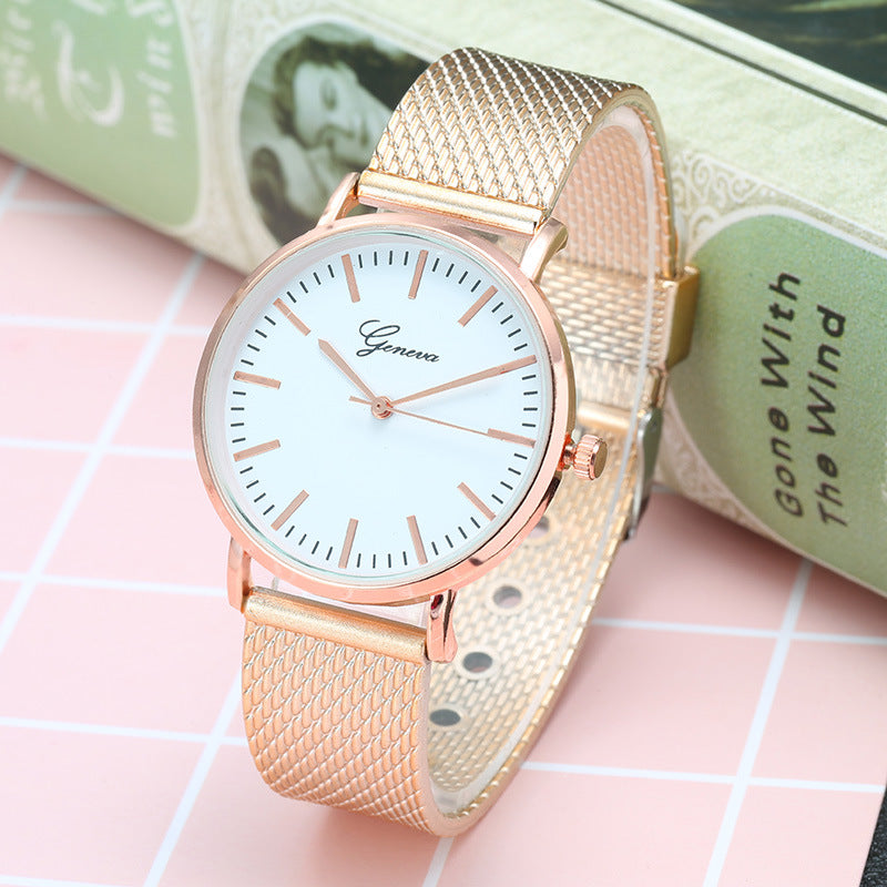 Montres Genève cadran plaque Mesh ceinture féminine minimaliste mince