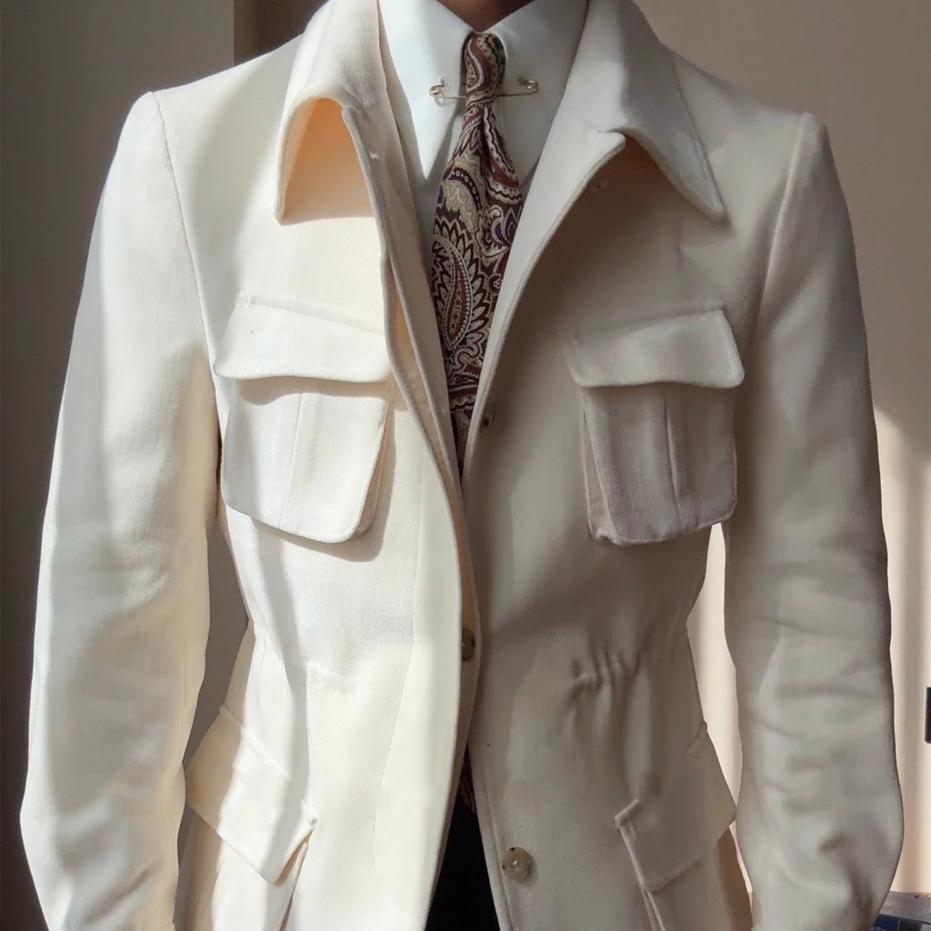 Manteau retro brossé chaud mi-longueur
