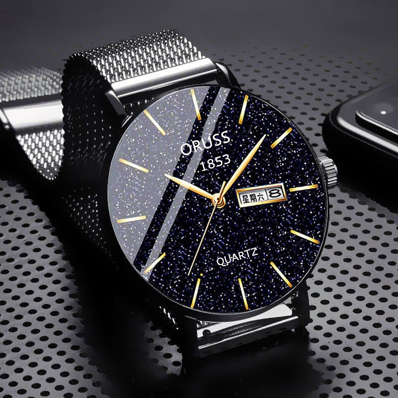 Entièrement automatique Montre mécanique Pointeur de calendrier homme acier fin