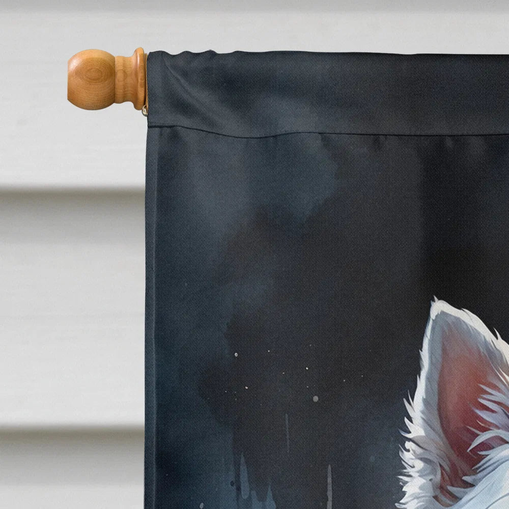Westie Spanie Puppy Maison d'Halloween Drapeau Grand Porc Manches Pole décoratif à l'extérieur