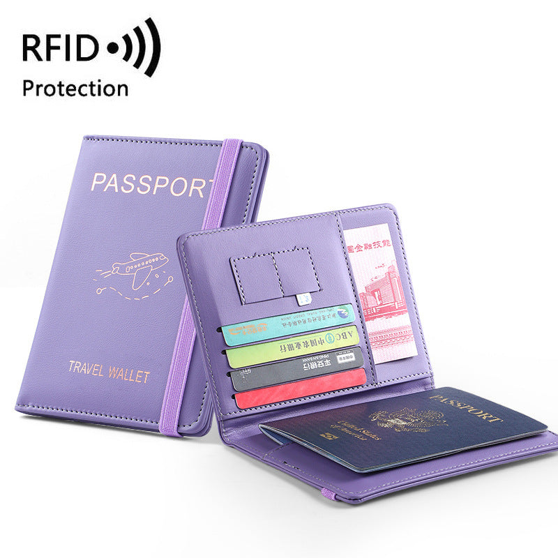 Pu Sac de passeport en cuir Rfid Fentes de cartes multiples Titulaire de certificat multifonctionnel