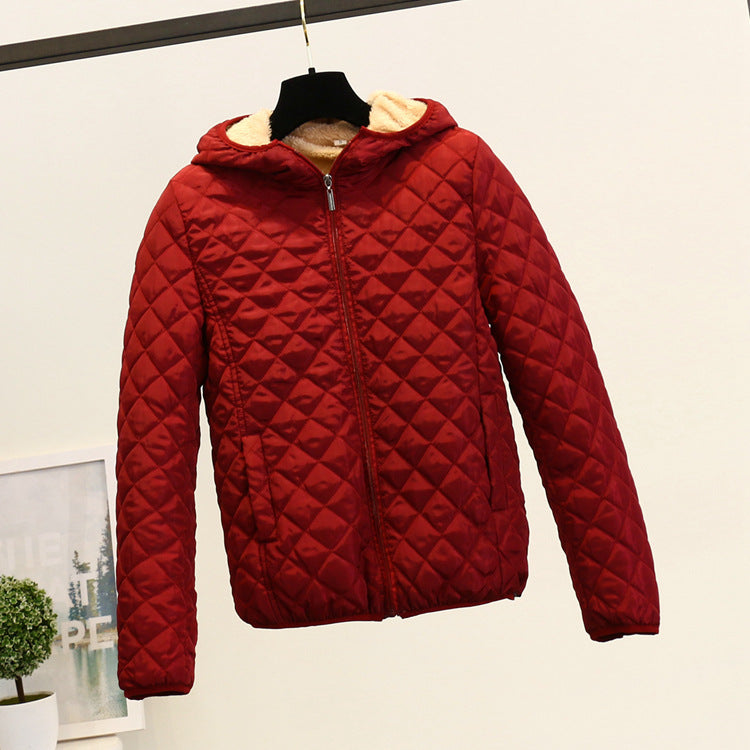 Cravate à capuche Épaisseur Lambswool Coton Coat Femmes Vêtements de dessus chauds