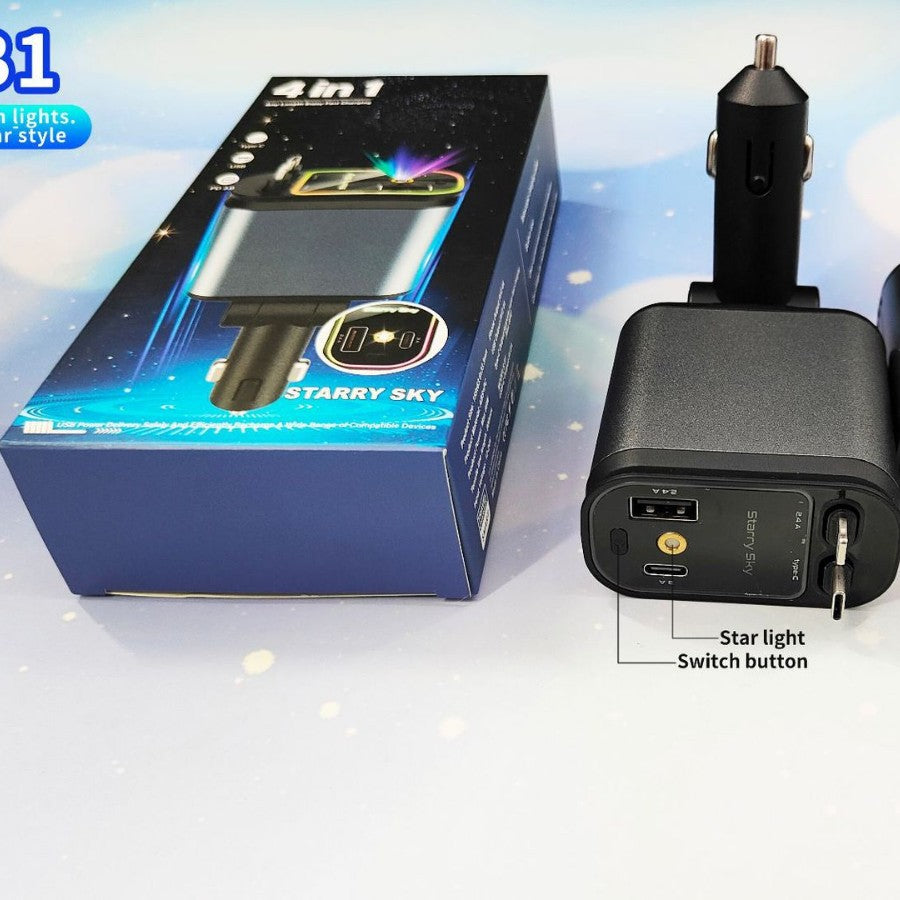 Chargeur de voiture léger Starry Sky Ambience pour quatre cigarettes en une