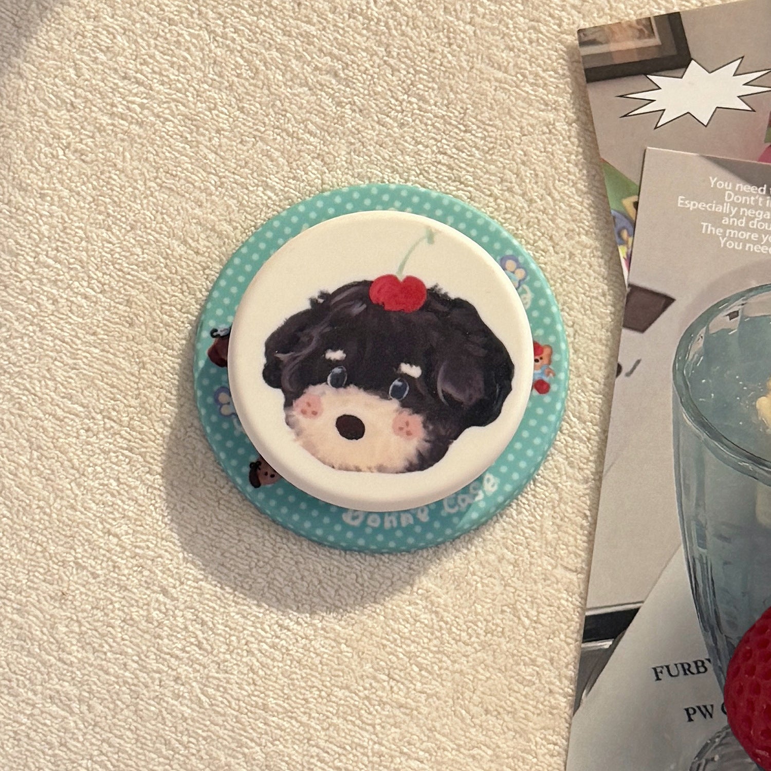 Peinture à l'huile Puppy Cartoon Compatible avec MagSafe Porte magnétique