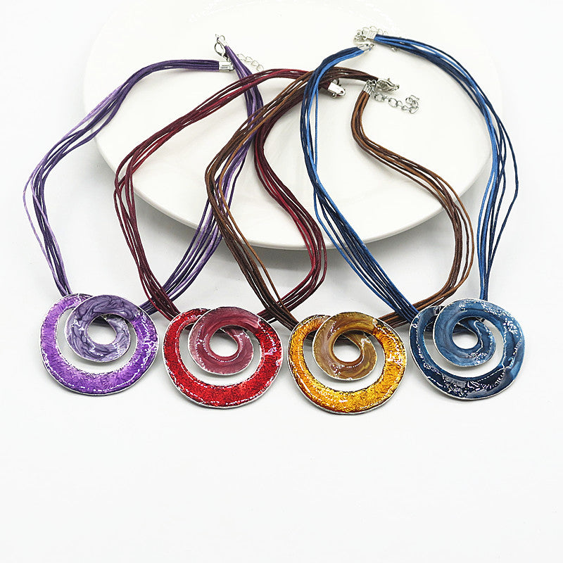Wax ligne peinture géométrique court collier boucles d'oreilles ensemble