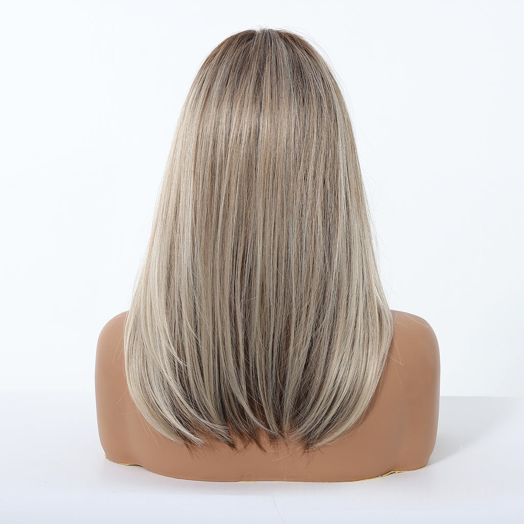 Gradient Or Perruque Femme Pleine Tête Longueur moyenne
