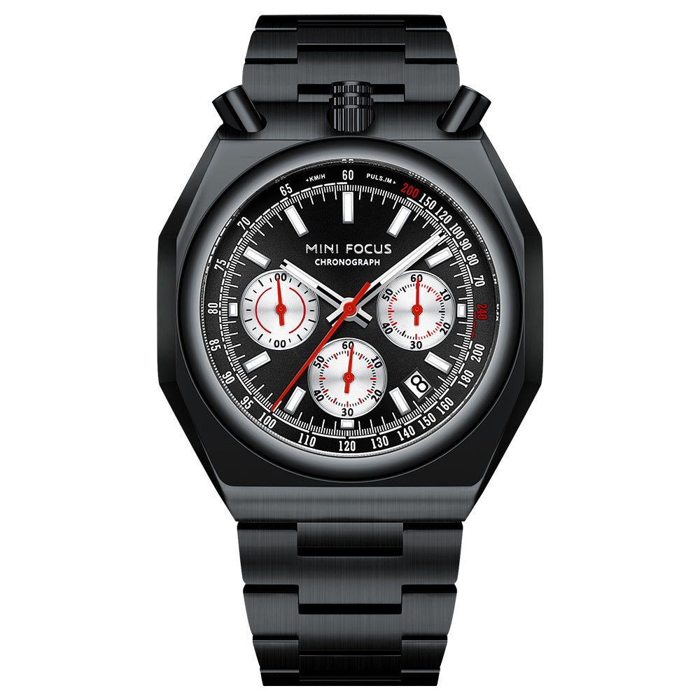 Ceinture en acier pour homme Rétro Montre Quartz multifonction