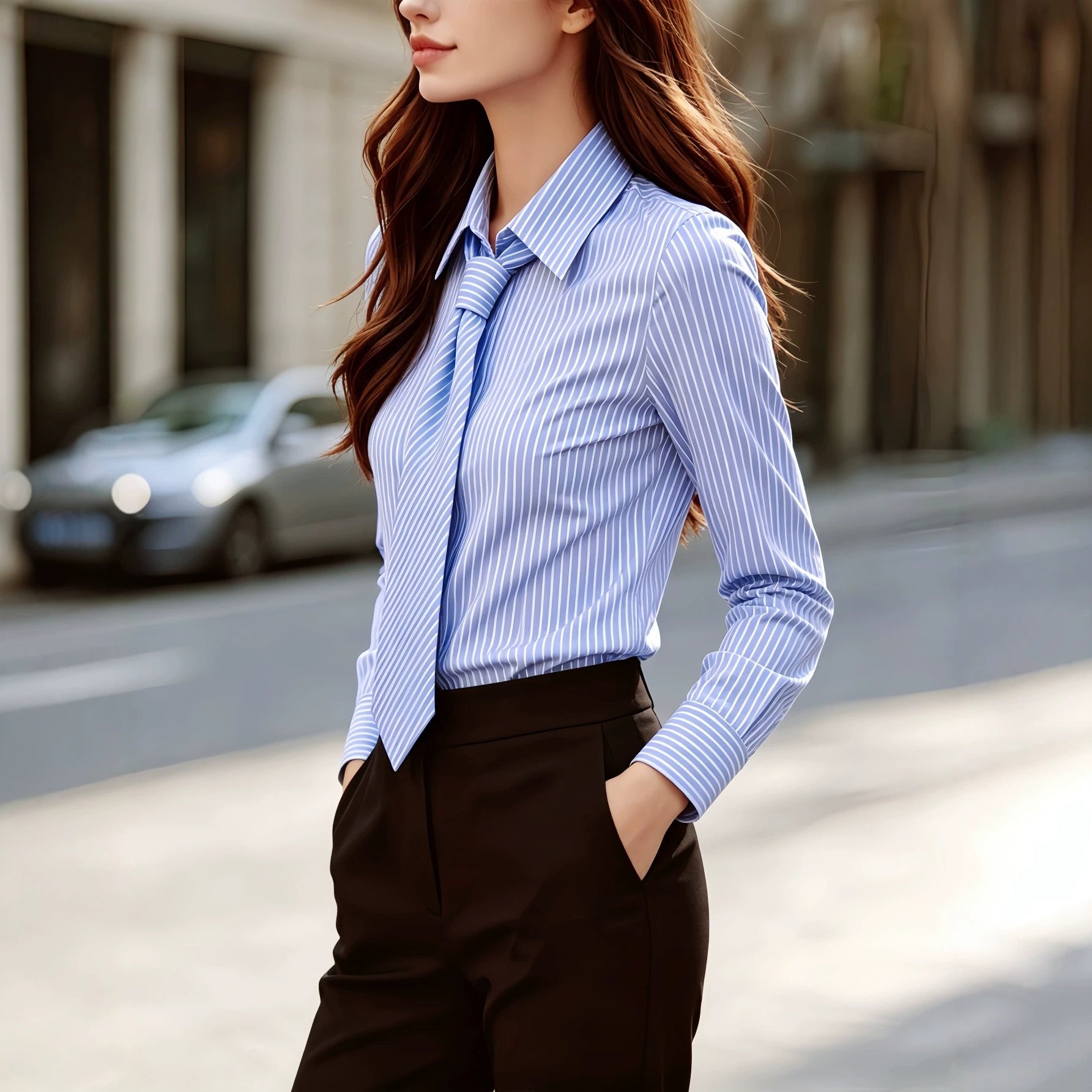 T-shirt casual à rayures d'automne pour femmes