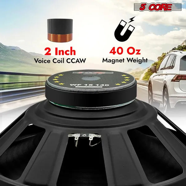 5 Core 15 pouces Subwoofer 450 Watt Auto Audio Sub Woofer 4 Ohm Paire W Deep Bass Remplacement