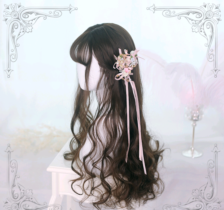Lolita Long Curly Hair 65cm Black Air Bangs Wig