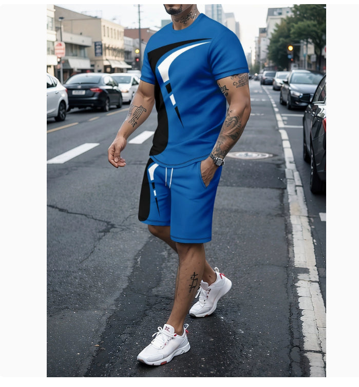 T-shirt casual homme Short deux-pièces imprimé Sportswear