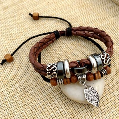 Bracelet en cuir tressé croisé