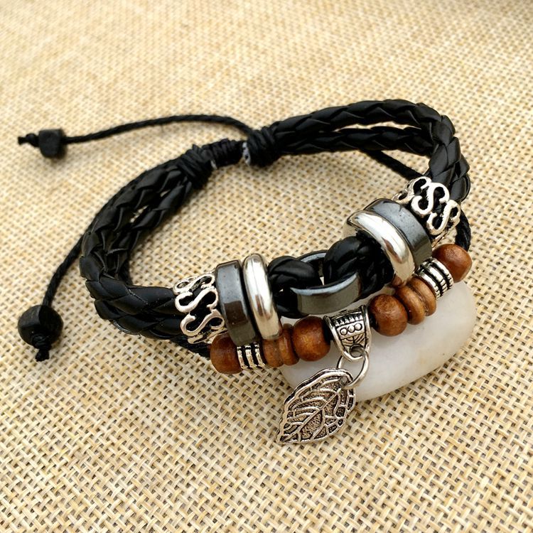 Bracelet en cuir tressé croisé
