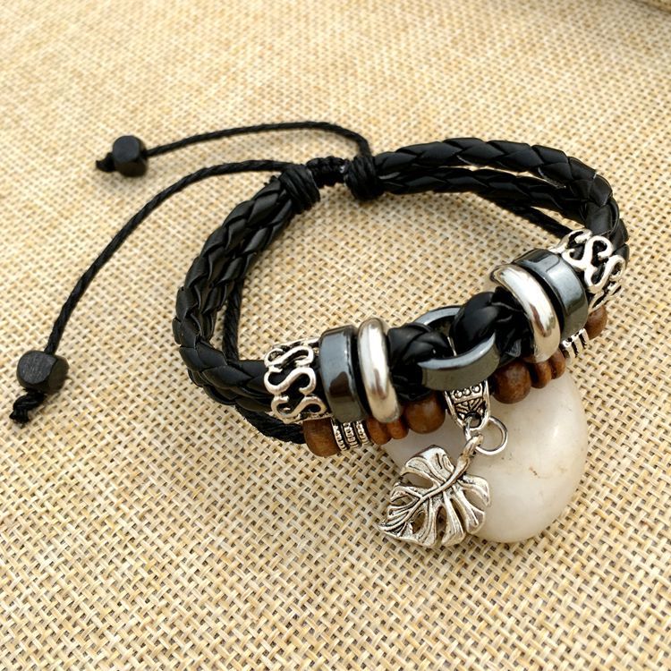 Bracelet en cuir tressé croisé