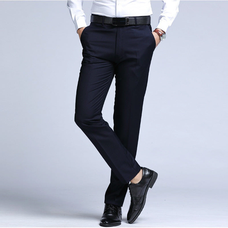 Pantalon de jambe droite polyvalent couleur solide pour hommes