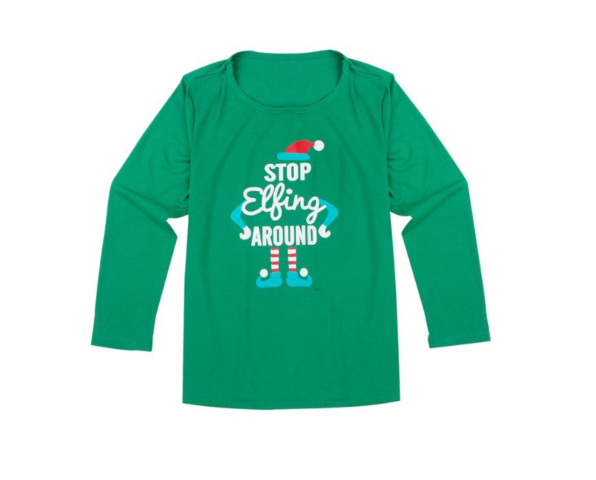 Costume parent-enfant de Noël STOP Elfing AROUND service à domicile imprimé