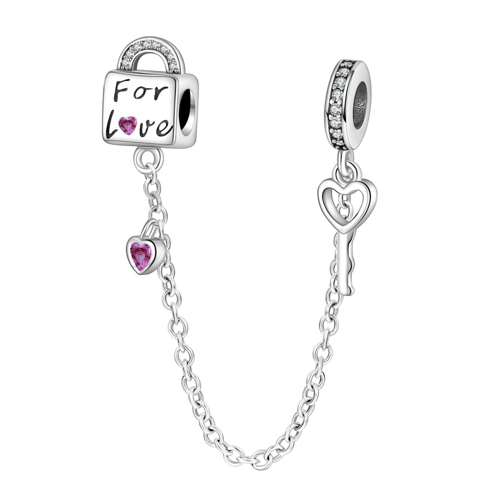 Accessoire pendentif à clé de verrouillage cardiaque rétro