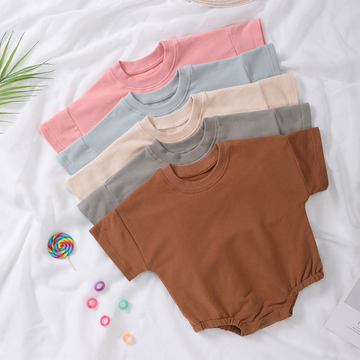 Romper en coton biologique à manches courtes