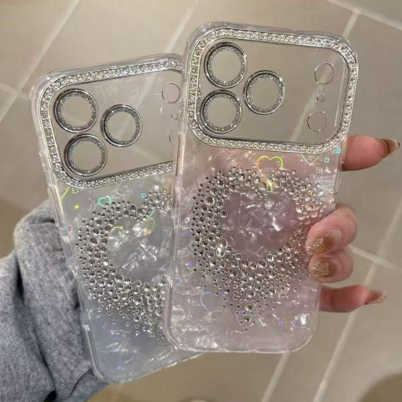 Cas de téléphone cardiaque à pointe de strass
