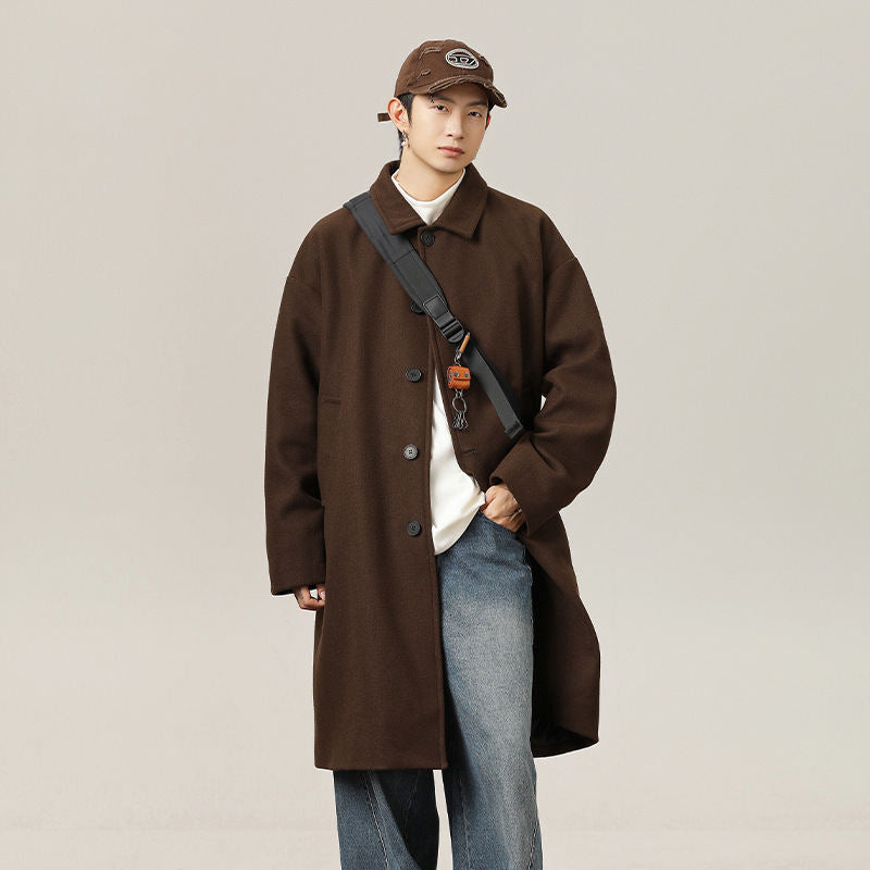 AutomneHiver Laine double-facé Manteau Hommes Style de longueur moyenne