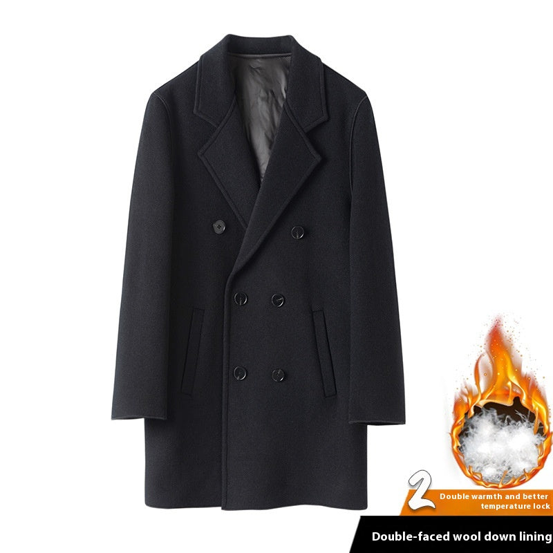 Mi-longueur vers le bas Cashmere double face Manteau occasionnel masculin