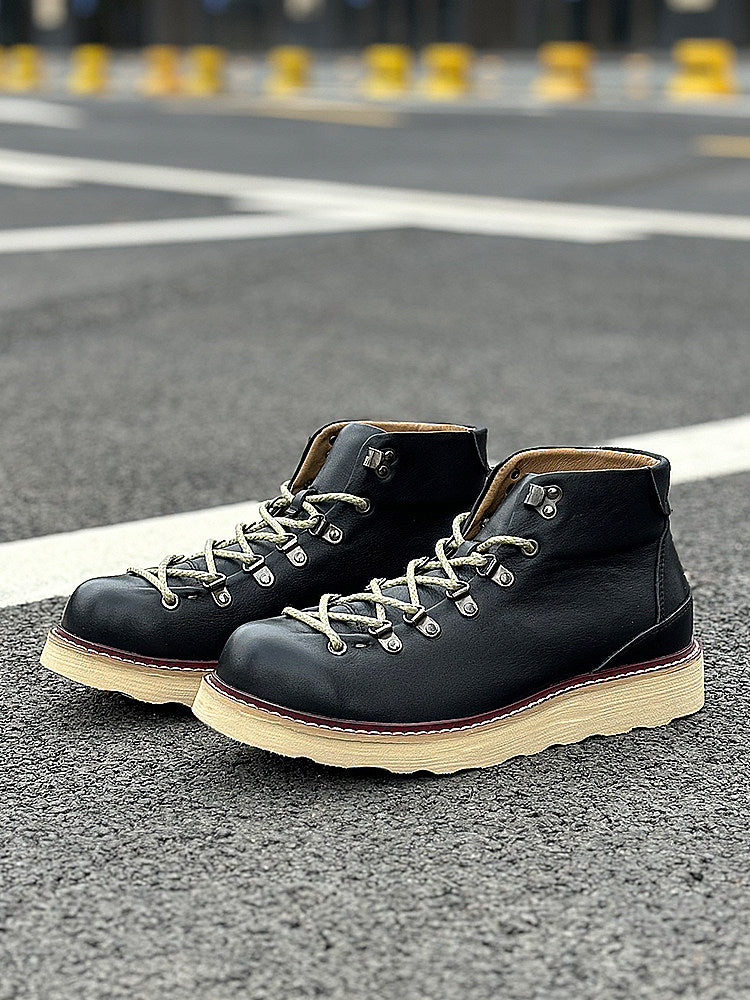 Hommes mi-à-haut en cuir véritable Dr Martens Bottes